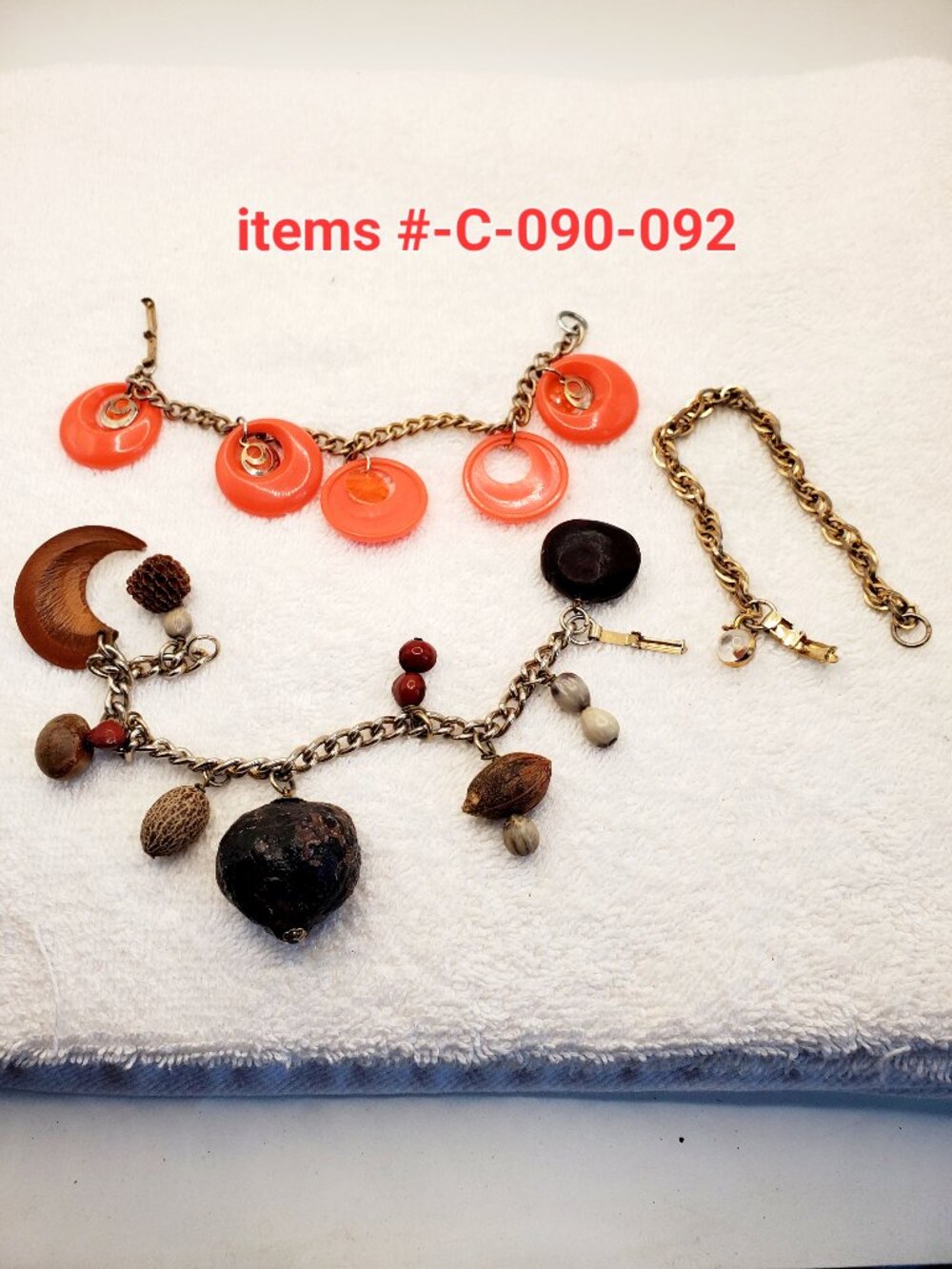 3 Vintage chain bracelets, items # C-090-092,. wt. 78 grams.